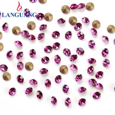 China Lan Guang SS4 SS6 SS8.5 Environmental Inspection High Quality Low Price Hot Selling Custom Made Fuchsia Glass Rhinestones With Pointed Boottom for sale