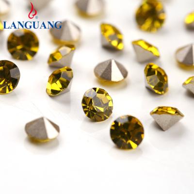 China Wholesale Lan Guang SS4 SS6 SS8.5 Environmental Inspection Latest Style Lemon Yellow Pointback High Quality Custom Sew On Glass Rhinestones for sale