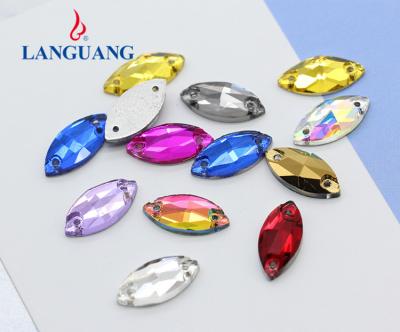 China Environmental Inspection Lan Guang Flat Back Horse Eyes Shape Sew On Stone Navette Flatback Crystal Fabric Rhinestone For Garment for sale