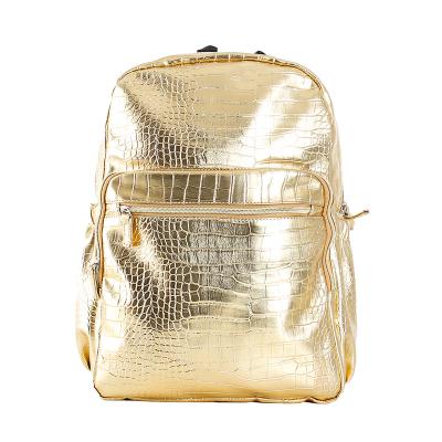 China 2021 waterproof hot sale pu leather material women bag waterproof rucksack fashion backpack gold color for ladies large capacity for sale