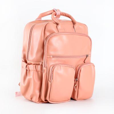 China Motion Sensing Women Backpack PU Leather Fashion Backpack Waterproof Pink For Ladies Large Capacity Travel Rucksack for sale