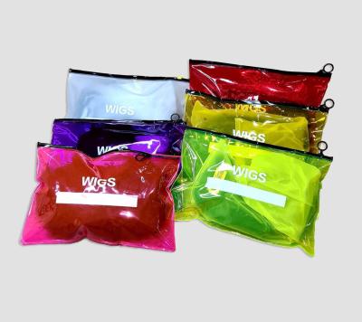 China T3017 Household PVC Colorful Plastic Hair Extension Wig Packaging Bags Custom Wig Storage Bag With Hanger for sale