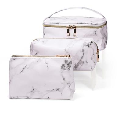 China Fashion Makeup Bag Cosmetic Bag Beauty Cosmetic Case Marble Three Piece Set Bag for sale