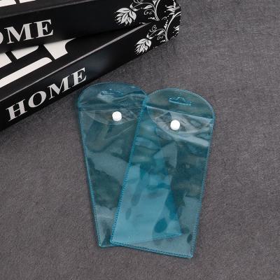 China T3016 Clear Low Moq Logo Blue Pvc Plastic Funny Makeup Pouch Min Cosmetic Pvc Bag Snap Button Recyclable Custom Bag for sale