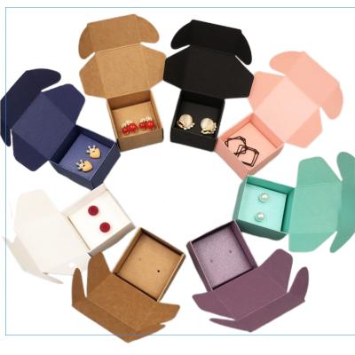 China Recyclable Paper Jewelry Box Kraft Earrings Packaging Box White Accessories Packaging Soap Gift Box DIY for sale