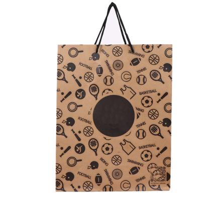 China High Quality Recycled Materials Customized Recycled Brown Kraft Paper Shopping Bag With Black Printing for sale