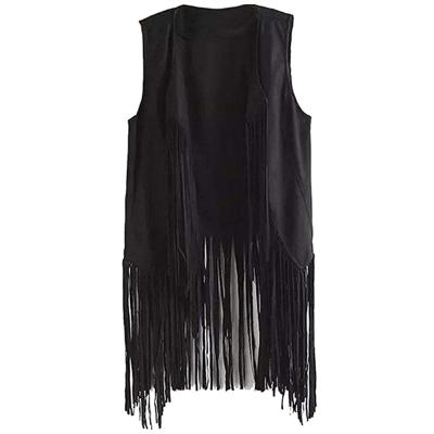 China Suede Front Sleeveless Streetwear Vest Soft Women's Faux Fringe Vest Open Cardigan for sale