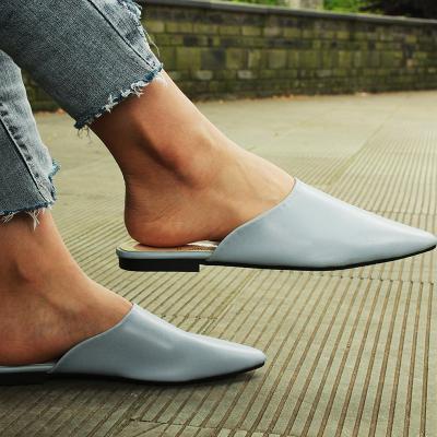 China Ballet Flats B004 Flat Shoes 2019 Fashion Mules For Women PU Leather Sho Toe Slip On Flip Flops Women Slipper Summer Women's Pointed Sandals Women for sale