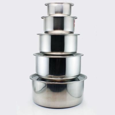 China Sustainable Thickened Stainless Steel Seasoning Pot Cooking Pot With Lid Five-Piece Set for sale