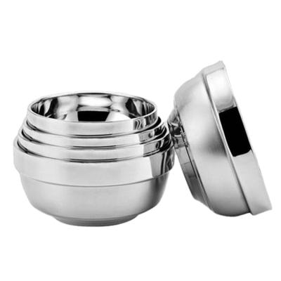 China Sustainable food grade 304 thickened stainless steel white gold bowl insulation and anti-scalding bowl for sale