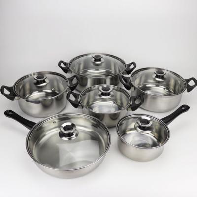 China Sustainable Stainless Steel Cookware With Detachable Handle 12 Pieces Frying Pan Milk Pan Soup Pot Detachable Handle for sale