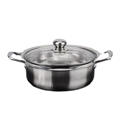 China Durable Thickened Non-magnetic Composite Bottom Non-stick Stainless Steel Hot Pot Bottom Cooking Pot for sale