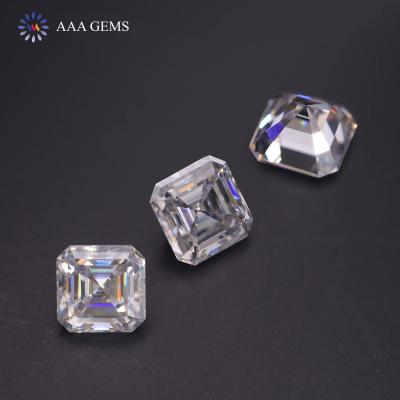 China Jewelry Making AAA Gems Wholesale Supplier Asscher Form Moissanite 6.5mm Synthetic Diamond Stone VVS Clarity Loose Moissanite for sale