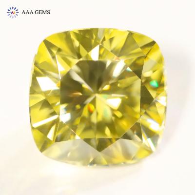 China Jewelry Making Lab Grown Moissanite 6.5cts Fancy Yellow Moissanite Loose Moissanite Diamond GRA Certificate Cushion Yellow Moissanite for sale