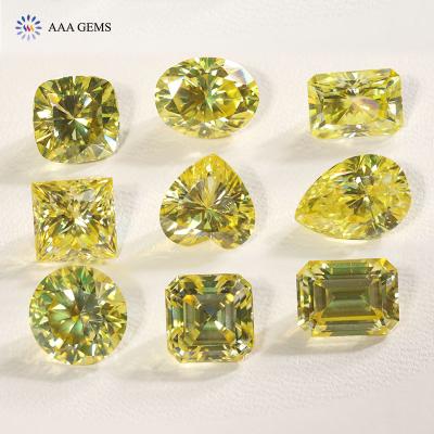 China Color Change AAA Gems Vvs Colored Fancy Loose Shape Yellow Moissanite Loose Gemstone for sale