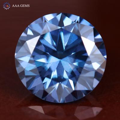 China Jewelry Making Best Price $22 Per Carat Blue Moissanite Round Shape GRA Certificate DE Color VVS Blue Moissanite for sale