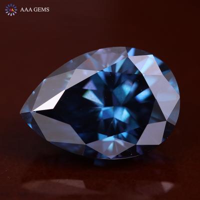 China Jewelry Making Wholesale Price Per Carat Pear Shape 1 Carat 5x8 Mm VVS Colored Blue Gemstone Moissanite Diamond for sale