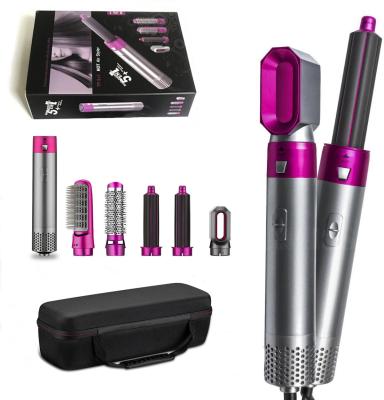 China 2022 Mini Wet And Dry 5 In 1 Automatic Hair Straightening Curler Rotating And Curling Iron Brush Travel Hair Blow Dryer Black Comb for sale