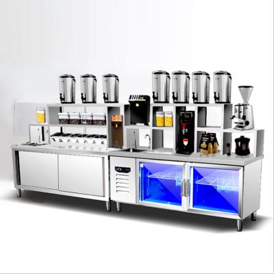 China wholesale Double-temperature salad refrigerator under sealing machine ice maker bubble tea table working tea milk bubble counter fully equipment for sale