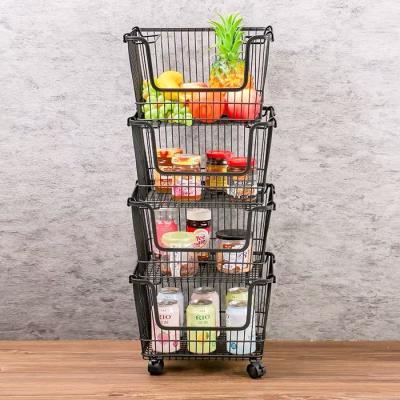 China Best Viable Wholesale Custom Selling Stackable Household Kitchen Fruit Storage Basket Vegetable Wire Rack for sale