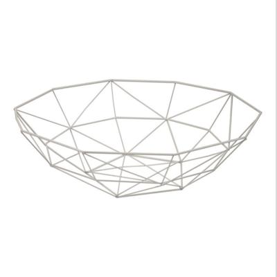 China Sustainable Wholesale Modern Household Round Wire Storage Fruit Display Rack Metal Fruit Net Bowl Basket for sale