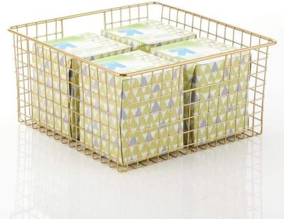 China Metal Viable Square LW Fruit Dishes Storage Organizer Wire Storage Serving Basket Suitable For Kitchen for sale