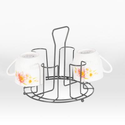 China LW Hot Sale Household Modern Hanging Cup Rack Iron Kitchen Draining Various Shelves Mugs Tree Cup Rack for sale