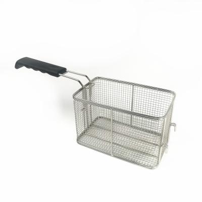 China Sustainable Commercial Rectangular Stainless Steel Frying Basket for sale