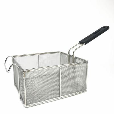 China Durable Super Dense Stainless Steel Mesh Commercial Hotel Deep Fryer Basket for sale