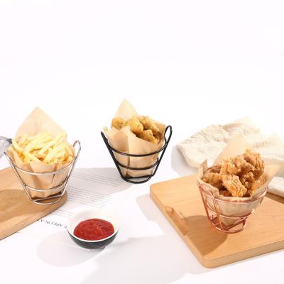 China Viable Round Fried Basket Stainless Steel Wire Mesh Strainers For French Chip Frying Chicken Wings for sale