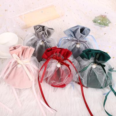 China Recyclable Felt Fabric Velvet Jewelry Pouch With Logo , Jewelry Drawstring Pouch Bag for sale