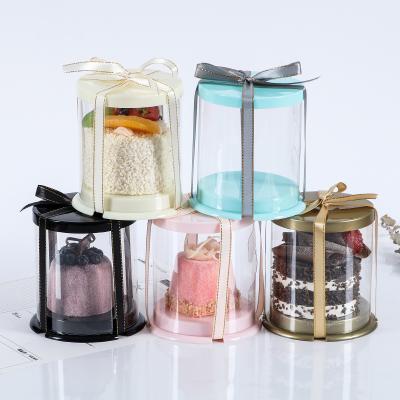 China Disposable Bulk Wholesale Recyclable Plastic Cake Box Clear Round for sale