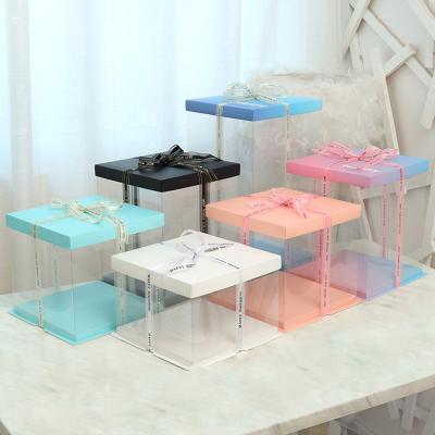 China Large Disposable PET Clear Cake Box Packing Transparent Log Clear Plastic Cake Box for sale