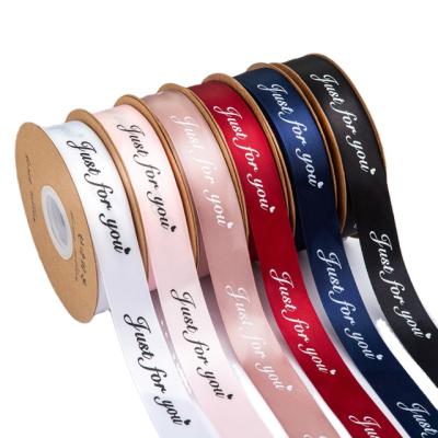 China Wholesale Custom Recyled Logo Polyester Gold Foil Cintas Satin Ribbon For Wrapping Decoration for sale