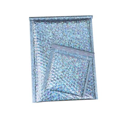 China Custom Printed Charm Bubble Envelope Mailing Eco-Friendly/Durable/Protective/Recyclable/Shockproof Bags Poly Rainbow Metallic Holographic Bubble Mailers for sale