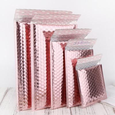 China Metallic Rose Gold Custom Logo Padded Foil Bubble Wrap Eco-Friendly/Durable/Protective/Recyclable/Shock Resistance Wraps Poly Bubble Shipping Packaging Mailer for sale