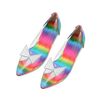 China Fashion Flat Wedge With Butterfly Buckle Women Transparent Top Casual Sandal Ladies Flat Slipper for sale