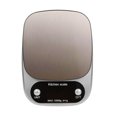 China Multifunctional Digital Food Scale Good Quality Kitchen Electronic Scale Silver Stainless 21.2*5.6*2.9cm 10 Kg for sale