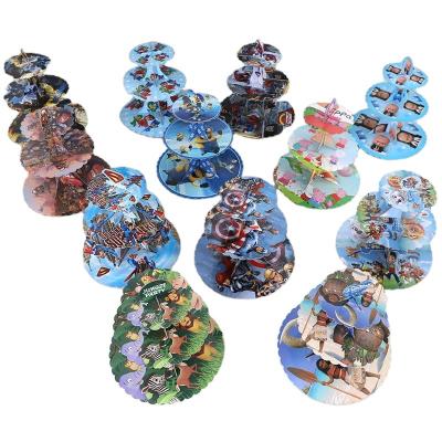 China Wholesale 3 Tier Cartoon Cake Stand High Quality Disposable Cake Stand With Various Styles for sale