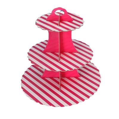 China Party Disposable Holiday Supplies Cake Dessert Red Stripe Wedding Party Cake Stand Set 1, 3, 5Tier 2022 for sale