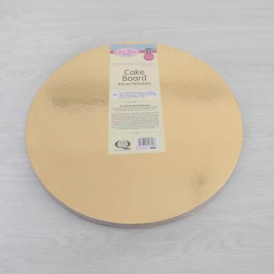 China Custom Size Disposable Cake Base Round Size Gold Paper Cake Dessert Display Tray for sale