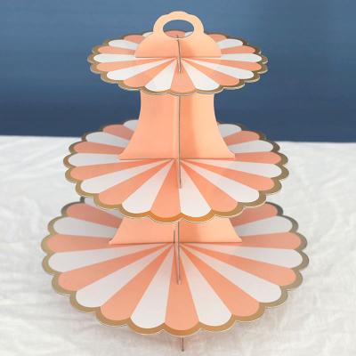 China Multi-layer dessert decoration cakestand three-layer display stand paper plate tray dessert stand wedding dessert table decorationBirth for sale