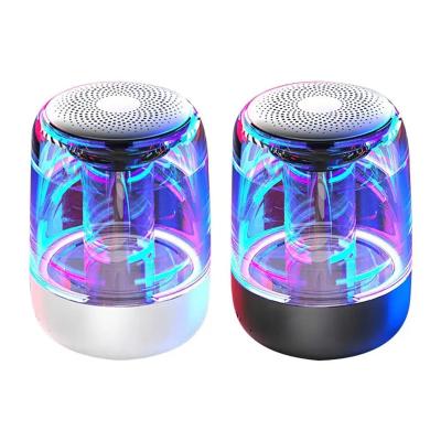 China HIGH FIDELITY Speaker TWS Tooth Tooth Phone Function Speaker LED Atmosphere Transparent Crystal Blue Colorful Light Stereo Blue Speaker for sale