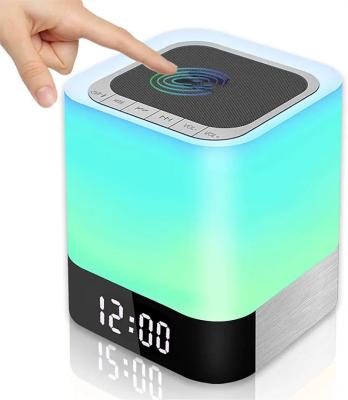 China New Trending Phone Function Touch Music Control 5 In 1 Bluetooth Speaker Night Lamp Bedside Lights With Digital Alarm Clock for sale