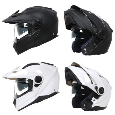 China Three Shapes Men's Travel Dual Lens Support Talkable Intercom Four Seasons Black Open Face Full Face Motorcycle Helmets Anti Fog Pull for sale