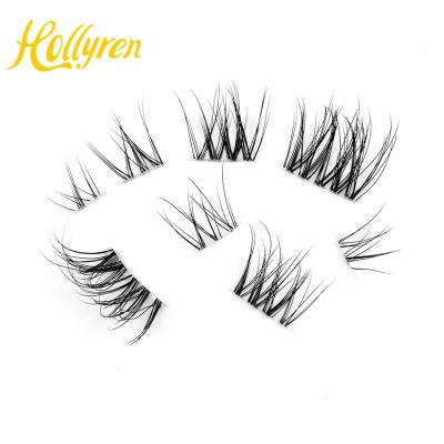 China Pre Cut Lashes Hollyren Diy Home Faux Mink Super Fine Clear Band Lashes Segment Lashes Customized Supplies Different Packing Lashes for sale