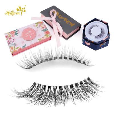 China Hollyren 3D Double Layer 3D/Lightweight Tapered Fake Mink Lashes With Packaging Customizable False Eyelashes Lashes Wick Vendor for sale