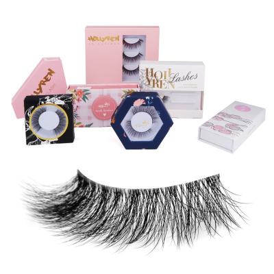 China Double Layer 3D / Hollyren Lightweight Tapered False Mink Lashes Private Label False Eyelashes 20mm Mink Eyelash Wick Vendor for sale