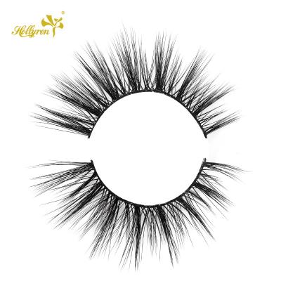 China Hollyren 3D Faux Mink Eyelashes Korean Fiber Silk Vegan False Eyelashes Natural Mink Silk Eyelashes With Clear Strip for sale