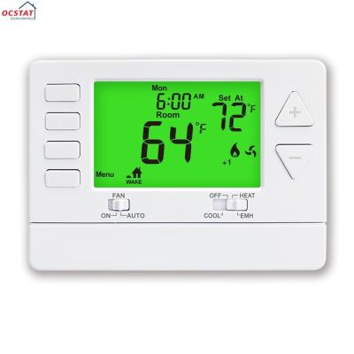 China Energy Saving 24V ABS Heat Pump Thermostat 2 Electronic Programmable Heat 1 Cool for sale